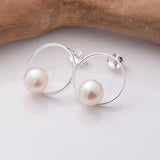 S963 - 925 silver 8mm f/w pearl hoop stud earrings