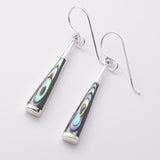 E877 - 925 silver abalone slim cone earrings