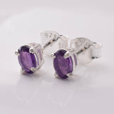 S935 - 925 silver and amethyst 6x4mm stud earrings