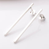 S891 - 925 silver long bar stud earrings