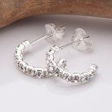 S858 - 925 silver CZ 10mm creole stud earrings