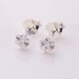 S917 - 925 silver 4mm flower CZ stud earrings