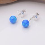 S751 - 925 silver 4mm lab opal stud earrings