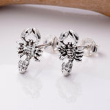 S033 Silver Scorpion Stud Earrings