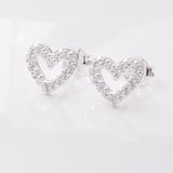 S894 - 925 silver CZ heart stud earrings