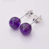 S770 - 925 silver amethyst ball stud earrings