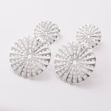 S915 - 925 silver double round shield stud earrings