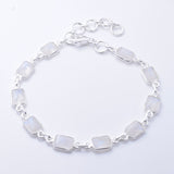 B057 - 925 silver rainbow moonstone bracelet