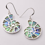 E889 - 925 silver abalone ammonite earrings