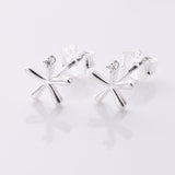 S1038 - 925 silver flower with CZ stone stud earrings