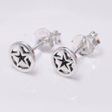 S666 - 925 silver disc with star stud earrings