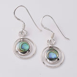 E790 - 925 silver abalone disc and hoop earrings