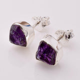 S1014 - 925 silver amethyst rough stud earrings