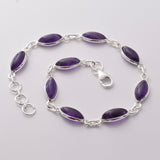 B040 - 925 silver and amethyst marquis cab bracelet