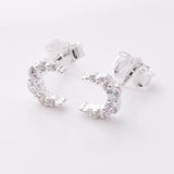 S949 - 925 silver CZ crescent stud earrings