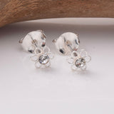 S926 - 925 silver tiny CZ wire flower stud earrings