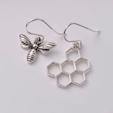 E786 - 925 silver bee honeycomb earrings