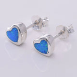 S412 - Heart blue opal stud earrings