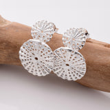 S915 - 925 silver double round shield stud earrings