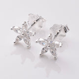 S881 - 925 silver CZ flower stud earrings