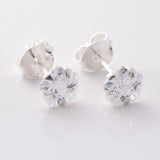 S918 - 925 silver 5mm flower CZ stud earrings