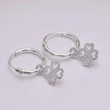 E643 - Silver hoop and four leaf clover