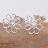 925 silver flower stud earrings
