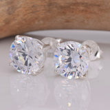 S025 - 8mm CZ 4 Claw Cast Stud Earrings