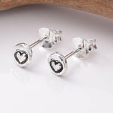 S798 - 925 silver heart disc stud earrings