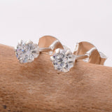 S916 - 925 silver 3mm flower CZ stud earrings