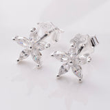 S881 - 925 silver CZ flower stud earrings