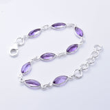 B053 - 925 silver amethyst marquis bracelet