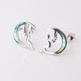 S958 - 925 silver crescent fairy abalone stud earrings