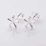 S1038 - 925 silver flower with CZ stone stud earrings