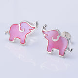 S1022 - 925 silver & Pink MOP elephant stud earrings