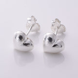S160 Silver puffed heart stud earrings