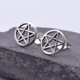 S219 - Pentagram 10mm Disc Stud Earrings