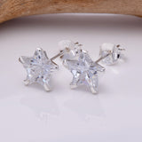 S236 - 925 silver Star CZ 8mm Stud Earring