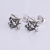 S550 - Pirate skull silver stud earrings
