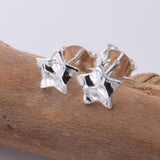 S738 - 925 Silver 7mm hammered star stud earrings